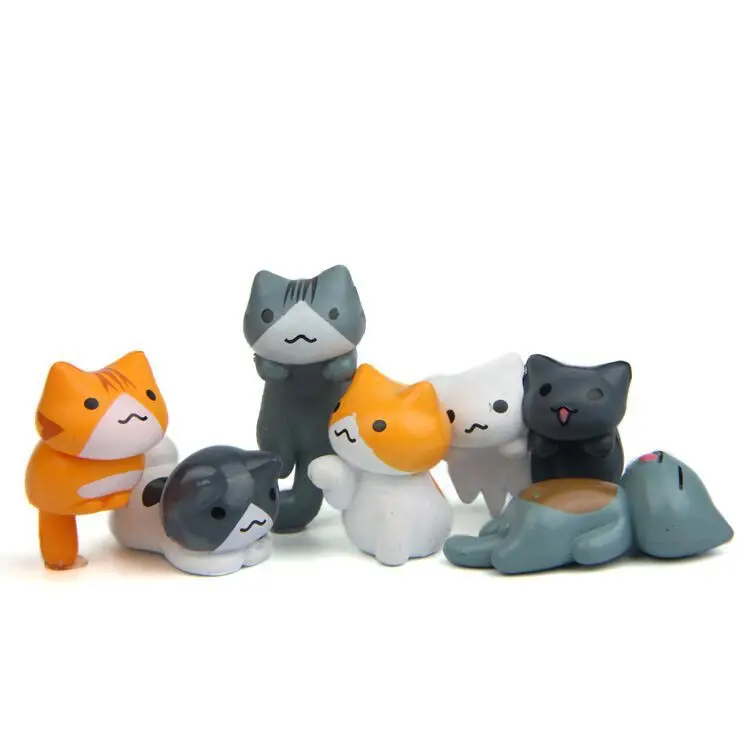 Bonsai Garden In Japan - 6개/세트 만화 행운의 PVC 고양이 집