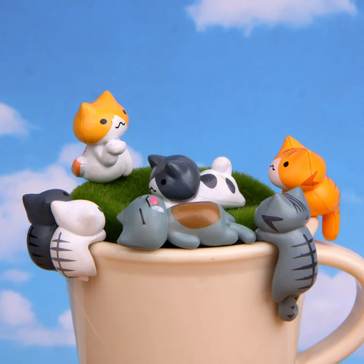6개/세트 만화 행운의 PVC 고양이 집 정원 분재 장 - Bonsai Garden In Japan 리뷰 및 가격